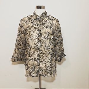 Alfred Dunner Semi Sheer Button down Blouse